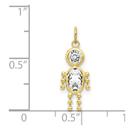Real 10kt Yellow Gold April Boy Birthstone Charm - 第 3/5 張圖片