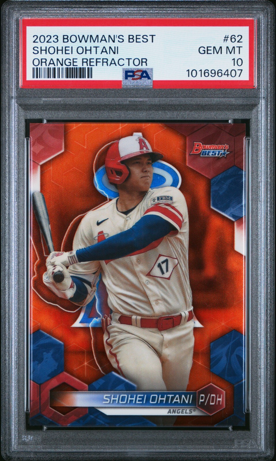 2023 Bowman's Best SHOHEI OHTANI #62 Orange Refractor 24/25 Gem Mint PSA 10