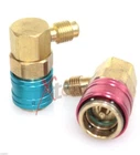 R12 To R134a A/C Manifold Gauge Conversion Kit High Low Angle Quick Adapter