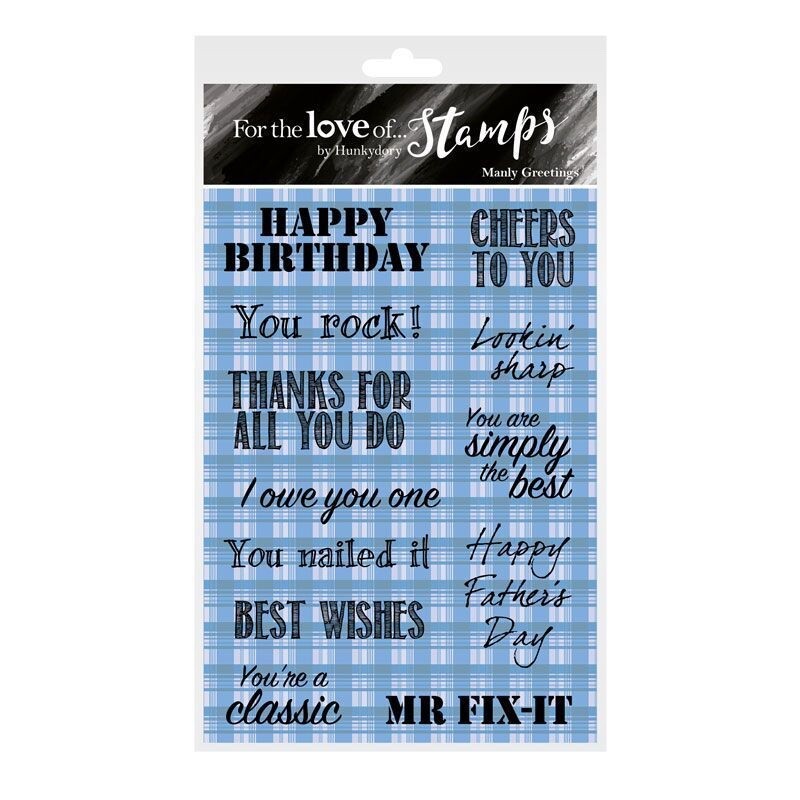 Hunkydory Crafts Manly Greetings Clear Stamp Set Thanks Fathers Day Card Making