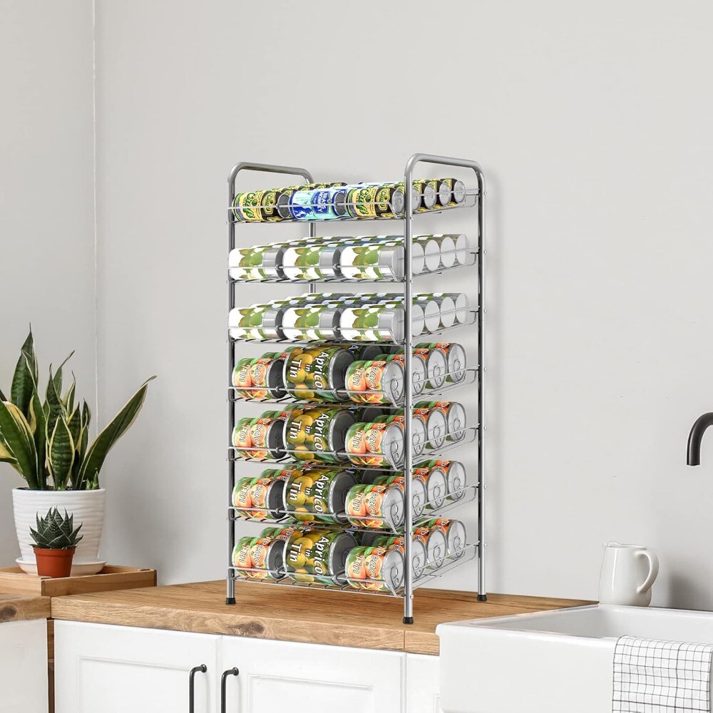 7 Tier Can Organizer for Pantry Soda Can Storage Dispenser Holder for 84 Cans