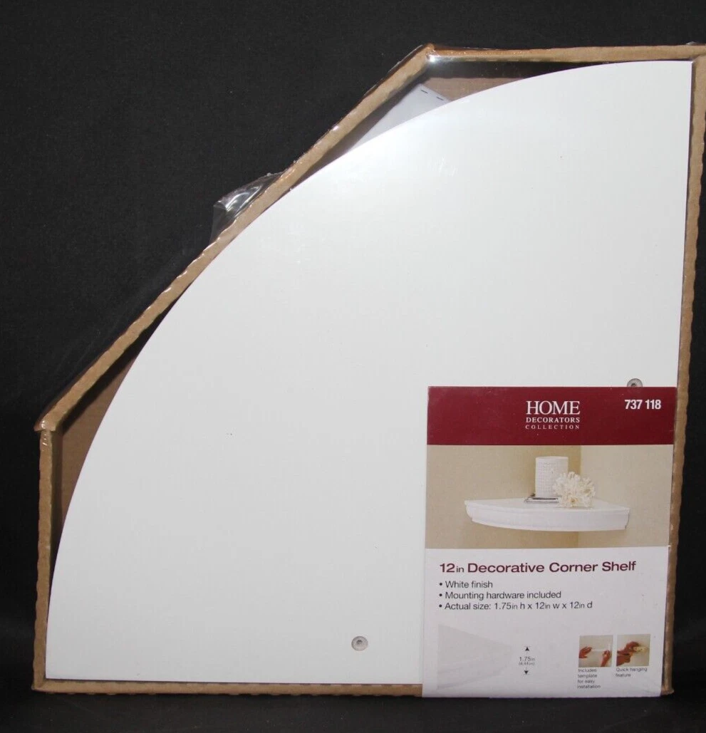 Home Decorators Collection 12" Corner Shelf White Finish w Mounting Hardware