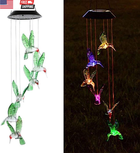 Solar Wind Chimes Outdoor, Color-Changing Solar Mobile Wind Chime Waterproof Sol