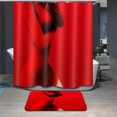 72 Y Red Bathroom Waterproof Fabric, Red Shower Curtain Hooks