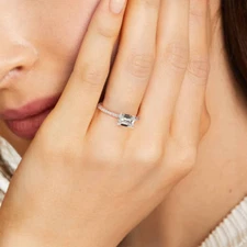 14K Yellow Gold Lab Grown Diamond Engagement Ring Emerald Cut 1.30 Ct IGI