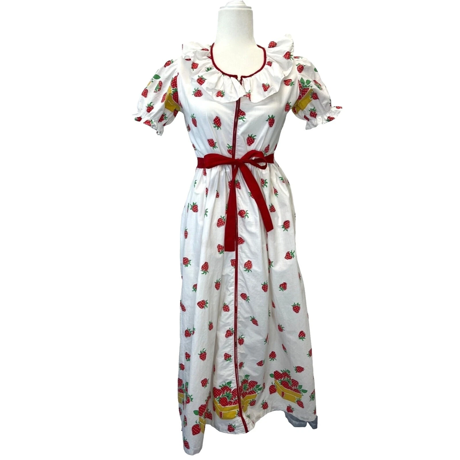 Cotton Blend Victorian 1970s Vintage Dresses for Women