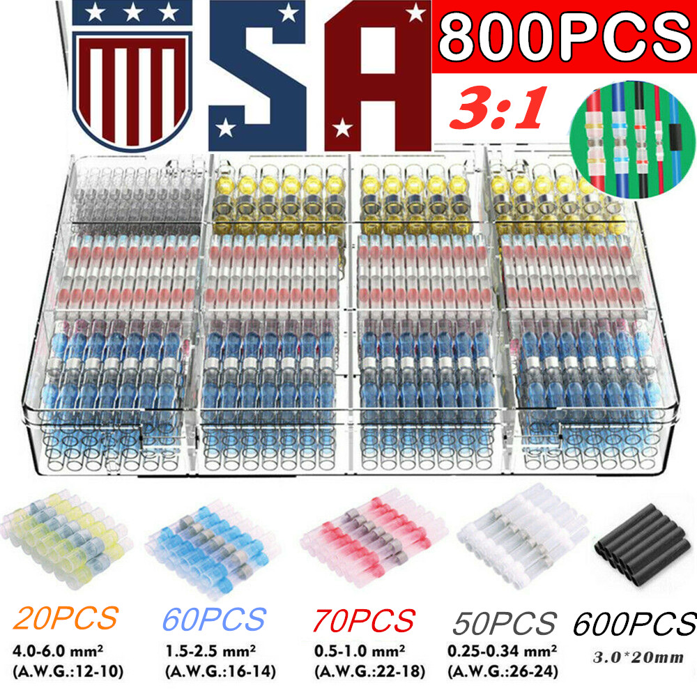 300 Piece Terminal Kit 300-Piece Heat Shrink Butt Connector Assortment – 3M Brand, 22-10 AWG, Made In USA Heat Shrink Crimp Connectors - Foto 4