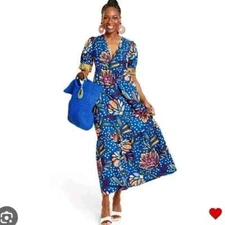 Tabitha Brown  X Target Blue Floral Maxi Dress SZ 4 New