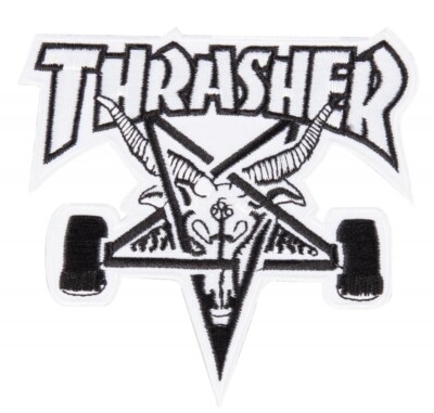 Thrasher Patch Skategoat 4'' white/black or black/silver FREE J&J'S STICKER