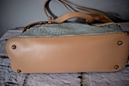 Brahmin Mini Asher Sea Glass Tricolor Leather Melbourne Tote Zip Closure - Picture 6 of 9