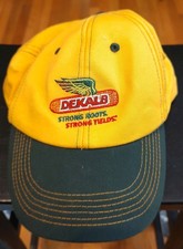 DeKalb Hat Cap Strap Back Yellow Green Agriculture Seed Farm Corn Logo Promo