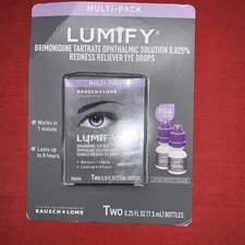 (2) New Bottles Bausch + Lomb Lumify Eye Drops Lot Of 2 .25 fl. oz. 2026