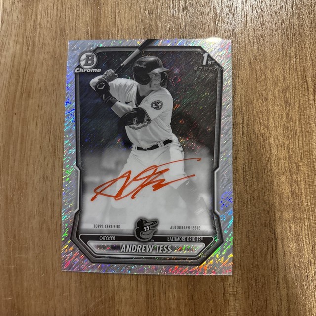 2026 Bowman Chrome Andrew Tess Black And White Shimmer Autograph Orange Marker