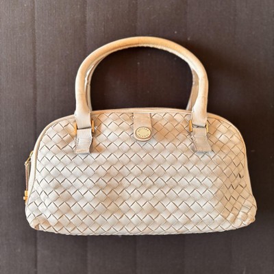 Bottega Veneta Intrecciato Leather Handbag 30cm Woven Italy Used