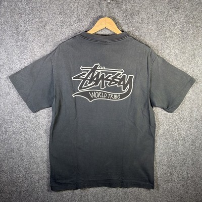 Vintage Stussy Shirt Large Black 90s Faded World Tribe Skate Surf