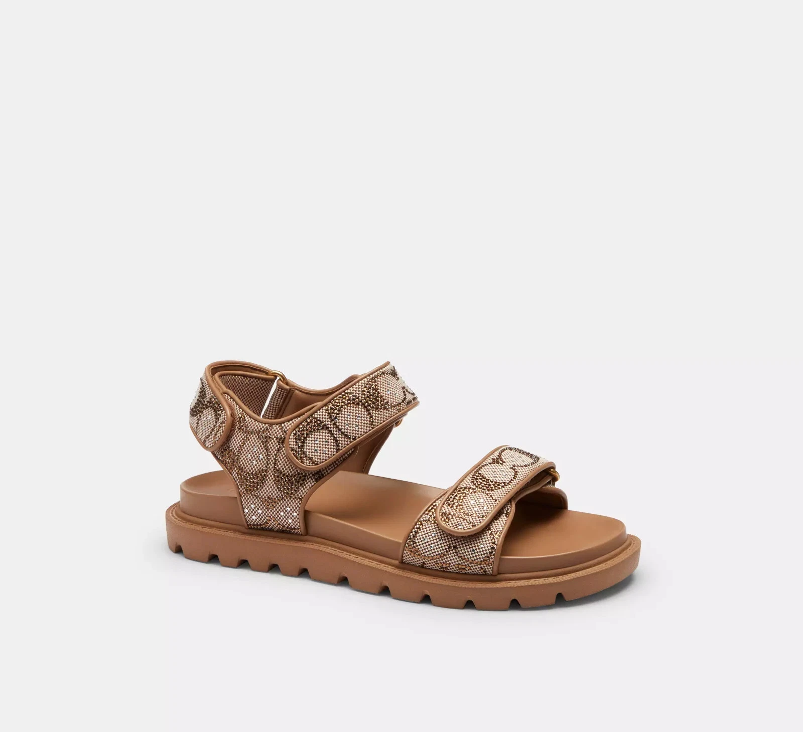 Coach Brynn Crystal Signature Jacquard Double Band Straps Sandals Tan, CEF38
Opens in a new window o