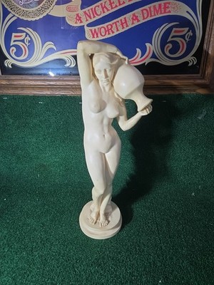 Vintage Figure of a Greek Nude Female Carrying Hydria Water Jar. Made in italy