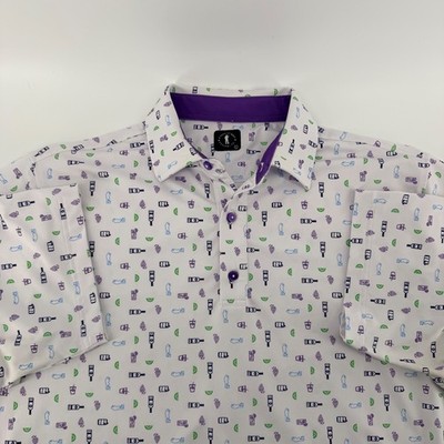 U Suck At Golf Performance Polo Shirt Novelty Print White Purple Large Mens
