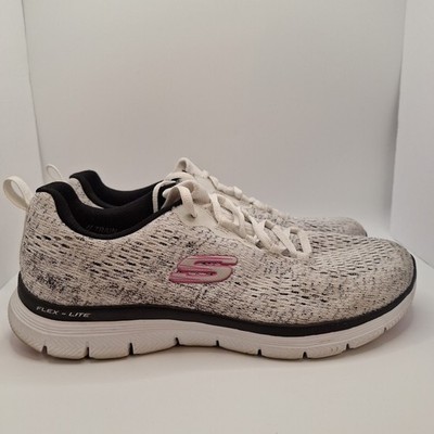 Skechers Flex Appeal 4.0 Sneaker Walking Shoes White Pink Womens 9.5 Air Cooled