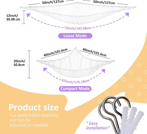 Stuffed Animal Net Hammock for Plushie Toys, Stuffed Animal Hammock Corner for K - Picture 3 of 12
