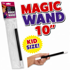 KIDS MAGIC WAND 10" Plastic Magician Trick Gift Wizard Toy Black White Costume