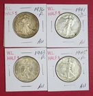 LOT OF FOUR WALKING LIBERTY HALF DOLLARS  *AU CONDITION* 1936P/41D/43P/45P