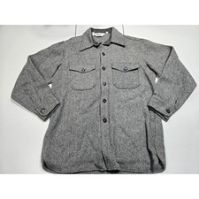Woolrich Vintage Mens Grey Shacket Wool Blend Shirt Jacket Large