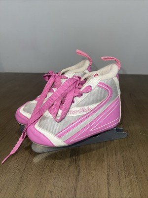 Star Glide Double Runner Ice Skates 10J Beginners Lake Placid Pink Silver