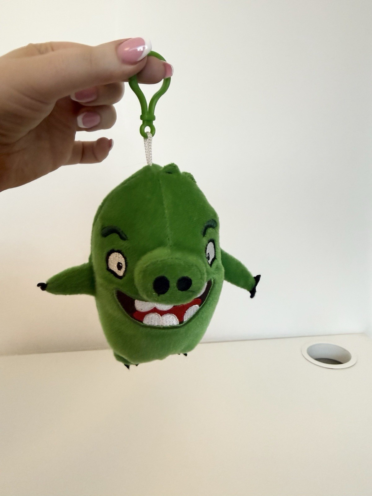 Green Pig Angry Birds Bag Clip Soft 5” Plush Toys Movie Keyring Loop Backpack