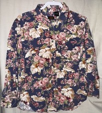 Route 66 M Floral Button Front Shirt Vintage 90s Style Long Sleeve Cotton