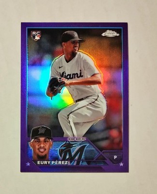 Eury Perez 2023 Topps Chrome RC PURPLE REFRACTOR 035/250 Marlins #USC100 Raw z15