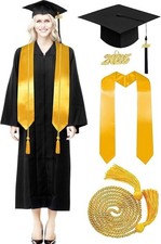 Graduation Gown Cap Tassel Set 2025 for High School and Bachelor Adult Black 45