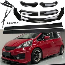 Front Bumper Lip Spoiler Side Skirts Rear Glossy Black For Honda Fit Jazz