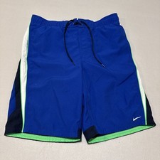 Nike Men  s Swim Trunk Shorts Sz S Blue Neon Green Mesh Lined