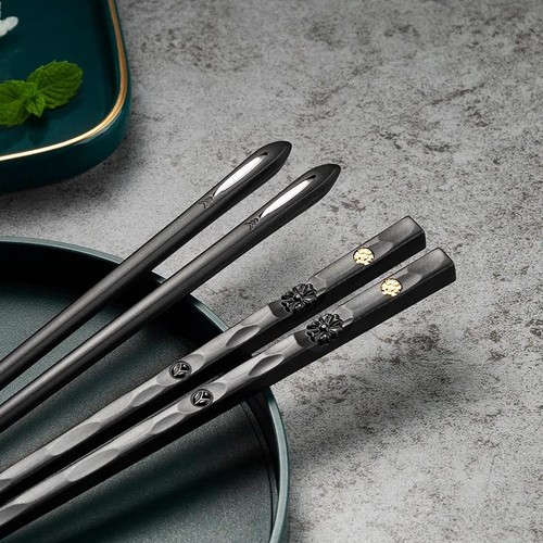 5 Paia Bacchette Giapponesi Alimenti Sushi Bastoncini Antiscivolo Riutilizzabili Posate Coreane S - Foto 3 di 36