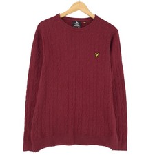 Lyle  Scott Pullover For Men Burgundy Wool Cotton Ix4 Size XL