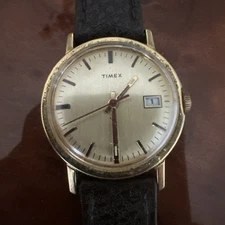 Men's Vintage Timex Watch 16560 02576 Mechanical 10K GF Case . Working