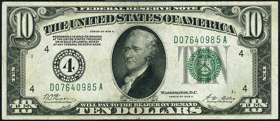 FR. 2001 D $10 1928-A Federal Reserve Note Cleveland  D-A Block XF - Image 2 of 3
