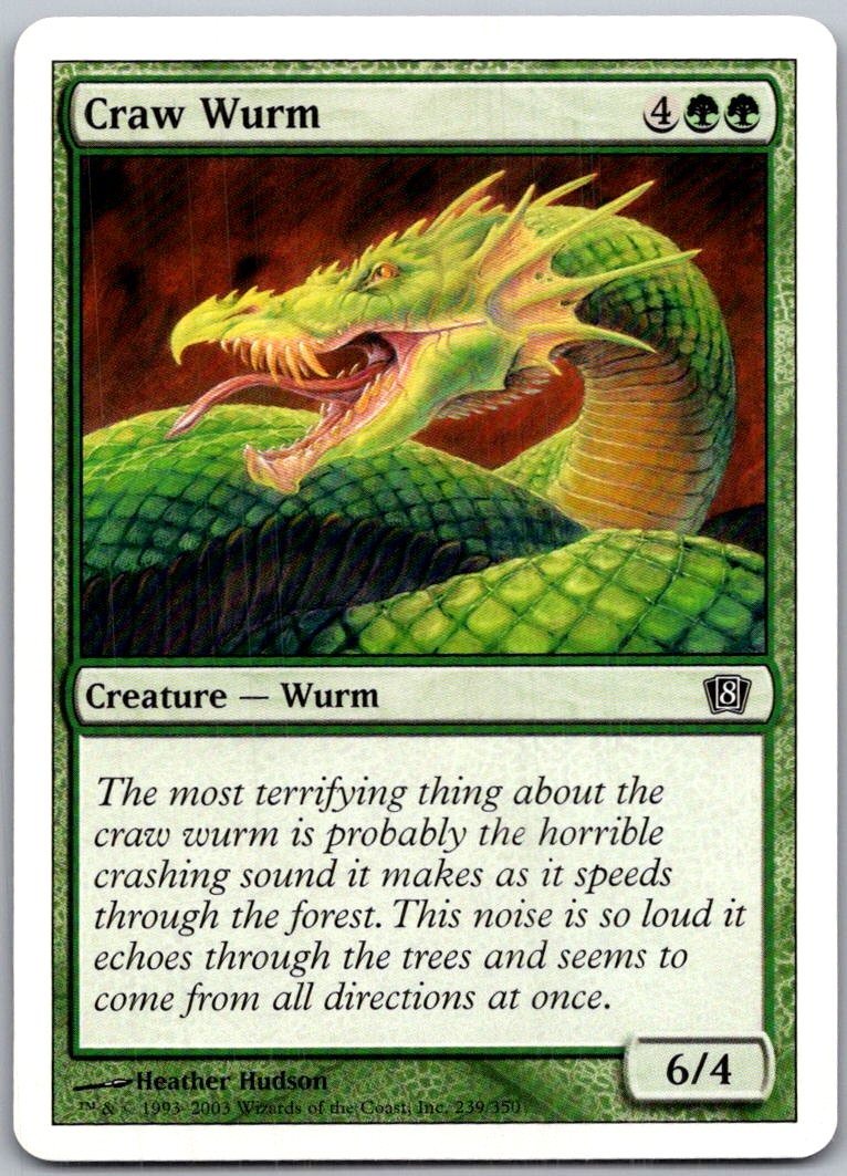Craw Wurm 239 Common 8th Edition Magic: The Gathering Lightly Played