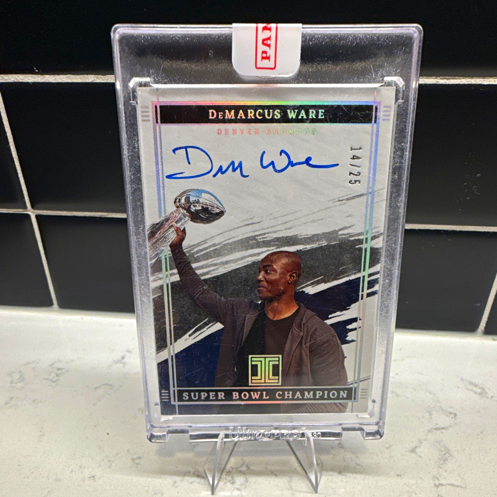 Panini 2022 Impeccable SB Champ Sigs Silver DeMarcus Ware Auto Mem #SBC-DWA/25