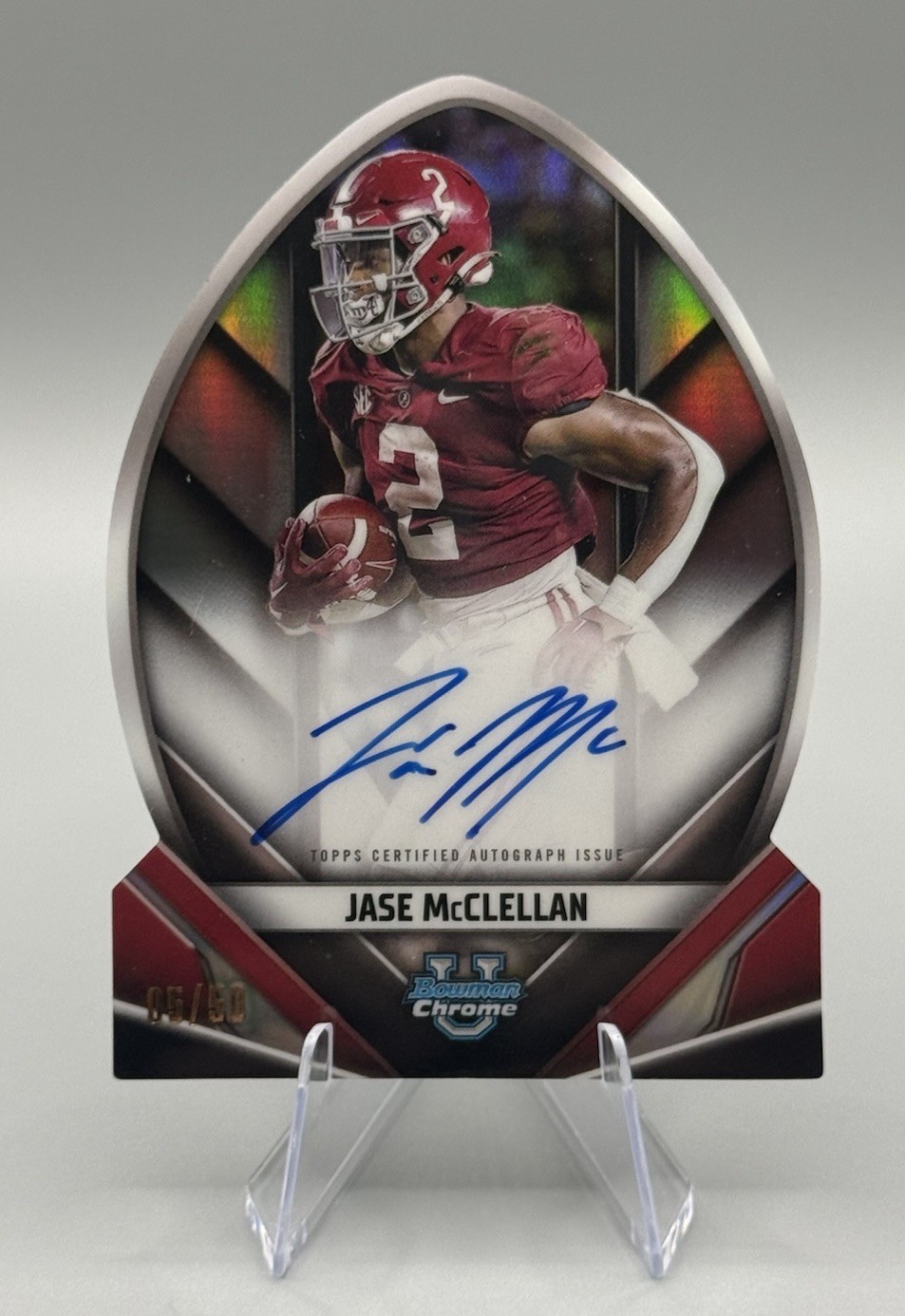 2023 Bowman U Chrome Jase McClellan Future Of Football On Card Auto #/50 BAMA