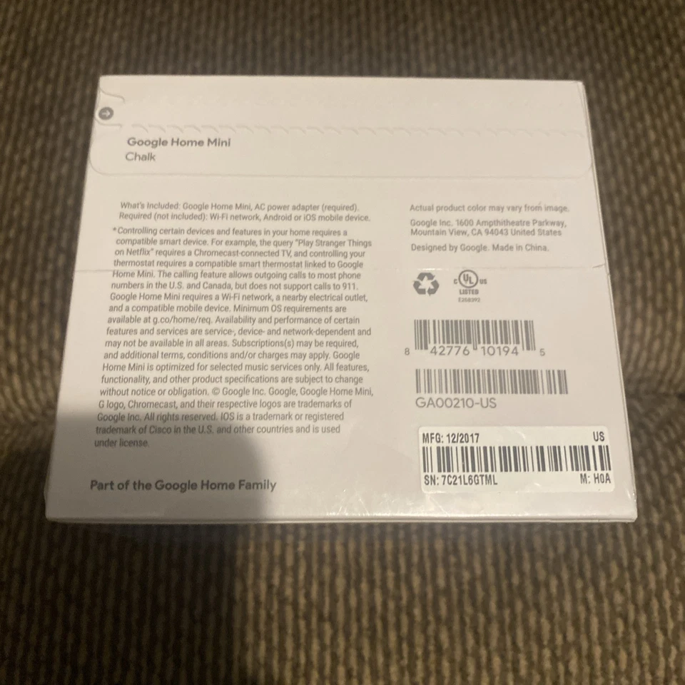 Mini altavoz inteligente Google Home con asistente de Google - tiza (GA00210-US) Foto 4 de 4