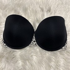 Wacoal 34DD Bra Black Embrace Lace Push Up Strapless 854191 Underwire Back Close