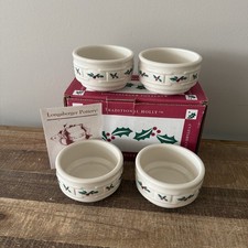 Set of 4 Longaberger WT Pottery Traditional Holly Custard Cups/Ramekins~USA~NEW!
