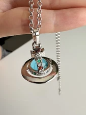 Vivienne Westwood 3D Tiny Orb Glass Silver Necklace Chain XX14V