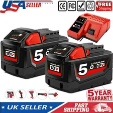 2-Pack FOR MILWAUKEE 18-Volt M18 LITHIUM 5.0Ah 18V EXTENDED Battery &Charger NEW