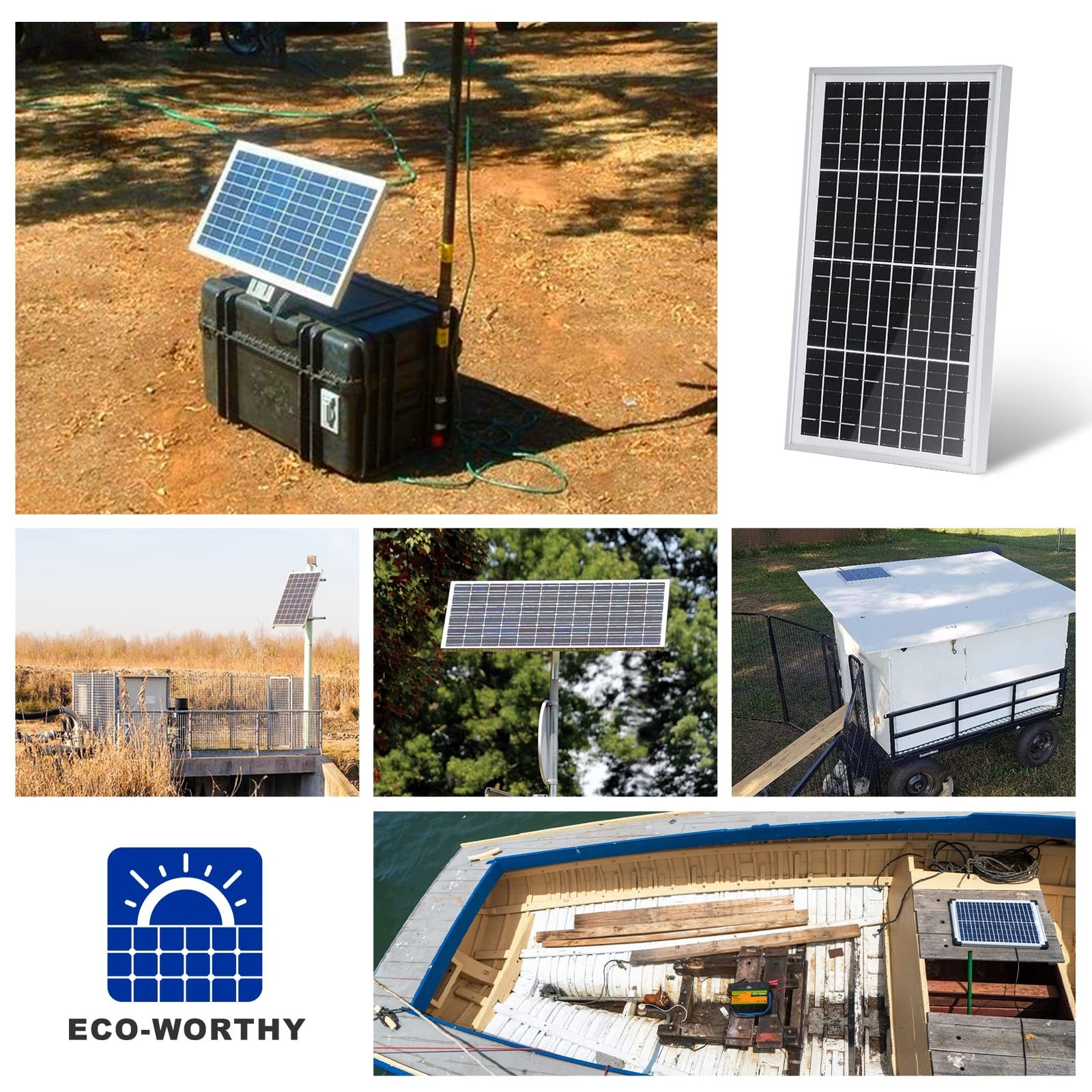 ECO-WORTHY 10W Solar Panel Battery Charger Portable for Charging 12V Battery ...