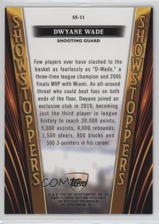 2023-24 Topps Finest Showstoppers Black Refractor /10 Dwyane Wade #SS-11 HOF - Image 2 of 2