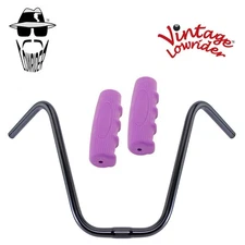 Original Lowrider 13" 25.4 Ape Handlebar Black 0214 120mm Grips Solid/Purple