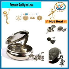 Stainless Steel Pocket Ashtray Keychain with Lid & Snuffer Portable